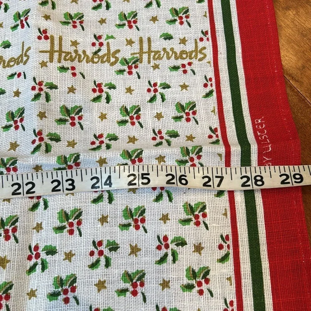 Harrod’s Christmas tea towel linen new without tags